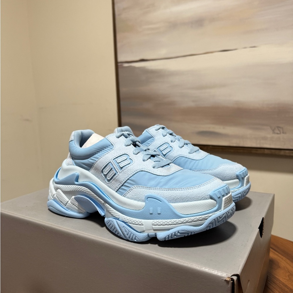 NWB Balenciaga Triple S Nylon Light Blue Women's Sneakers